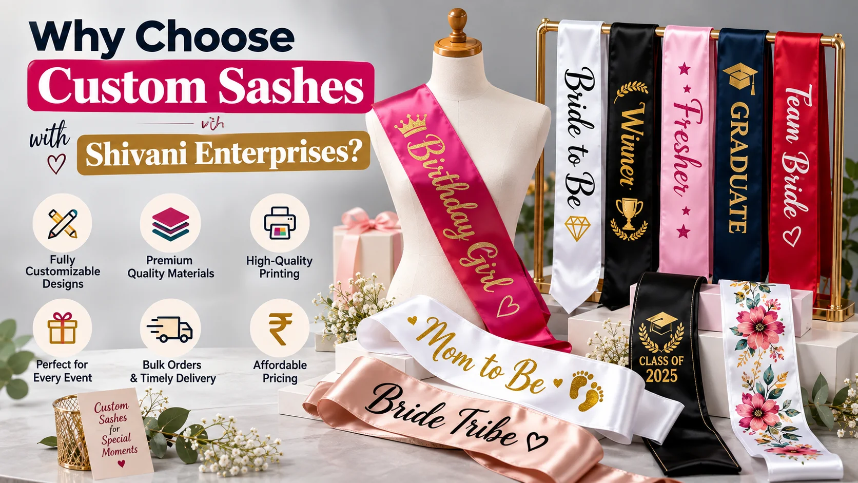 Why Custom Sashes with Shivani Enterprises?