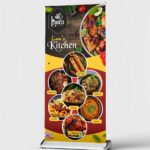 Chrome Metal Banner Standee Front