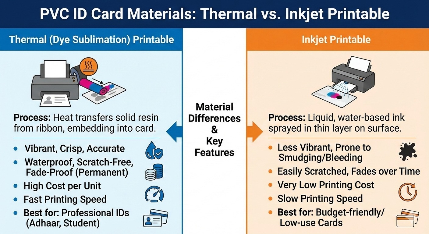 Difference Between Thermal and Inkjet Printable PVC ID Card Material