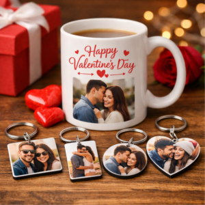 Personalized Valentine Mug with Photo Keychain