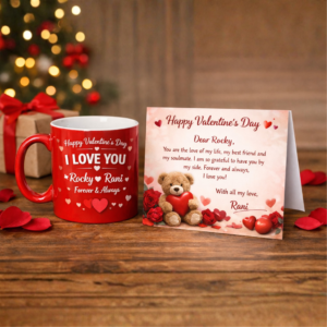 Buy Valentine Mug with Customized Greeting Card Online